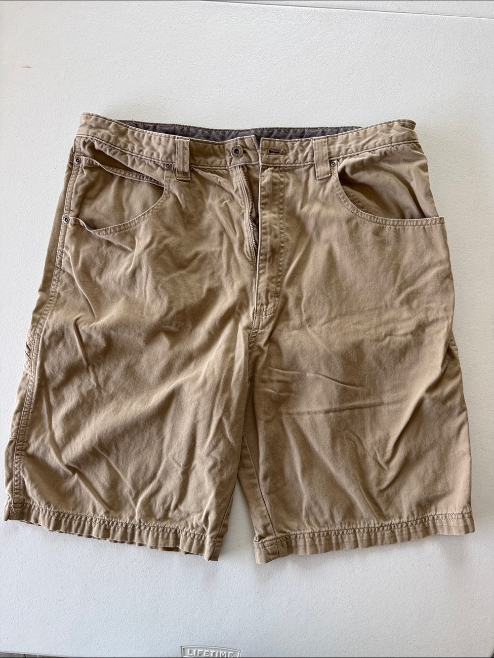Wrangler Hero Originals Men's Tan Flat Front Cotton Shorts